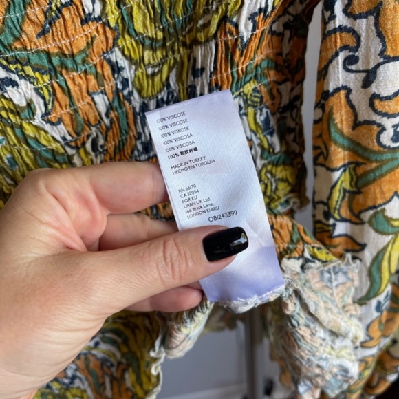 Anthropologie The Rayna Relaxed Smocked Yellow Floral Long Sleeve Mesh Blouse - Picture 7 of 10